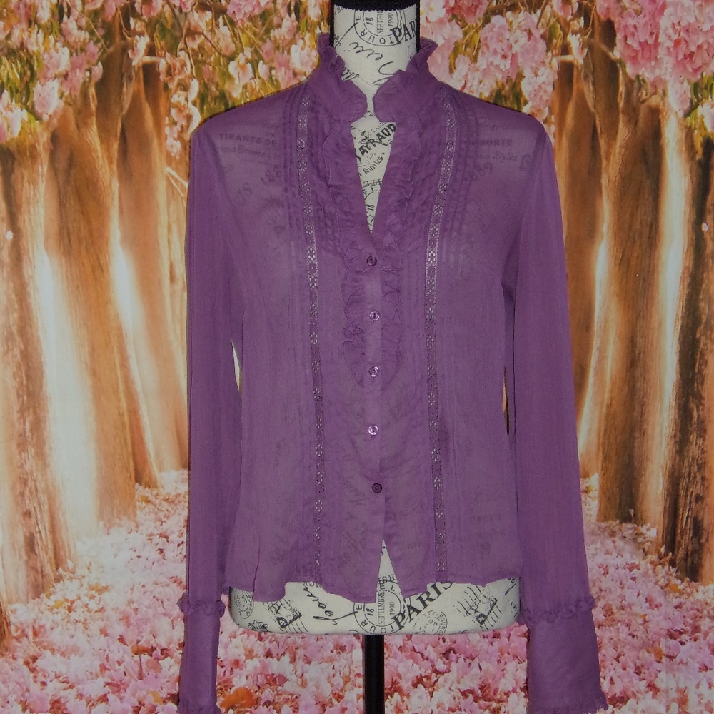Worthington Sheer Purple Button Down